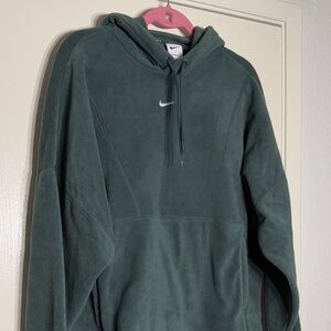 Womens Nike Dark Green Fleece Pullover Hoodie with Nike Swoosh size Small